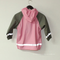 Chaqueta reflectante lluvia rosa sólido PU para niños / bebé